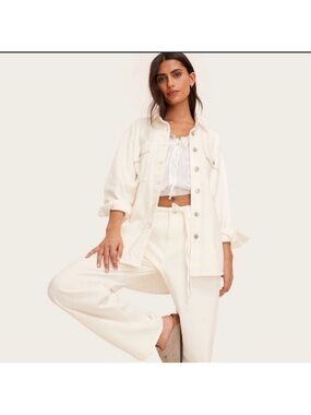 NWT PARKE X TARGET Women's Cream Oversized Jean Jacket